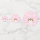 Roze harten Gold Rainbow Star Unicorn Horn Face Confetti (Achterkanten)