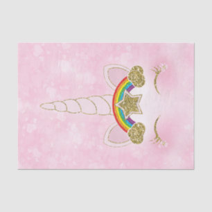 Roze harten Gold Rainbow Star Unicorn Horn Face Tissuepapier