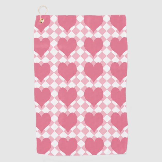 Roze Harten Golfhanddoek (Voorkant)