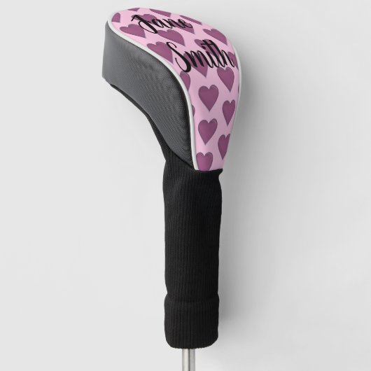 Roze harten golfheadcover (Schuin)