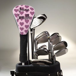 Roze harten golfheadcover