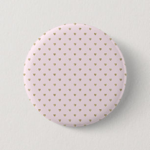 Roze Harten Goud Ronde Button 5,7 Cm