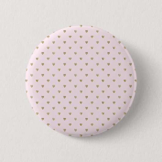 Roze Harten Goud Ronde Button 5,7 Cm (Voorkant)