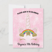 Roze Harten Gouden Regenboog Ster Eenhoorn Hoorn G Kaart (Voorkant)