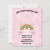 Roze Harten Gouden Regenboog Ster Eenhoorn Hoorn G Kaart (Achterkant)