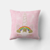 Roze Harten Gouden Regenboog Ster Eenhoorn Hoorn G Kussen (Achterkant)