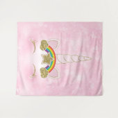 Roze Harten Gouden Regenboog Ster Eenhoorn Hoorn G Wandkleed (Voorkant (horizontaal))