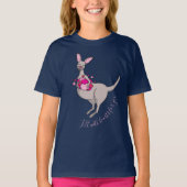 Roze harten grijs kangoeroe T-shirt (Voorkant)