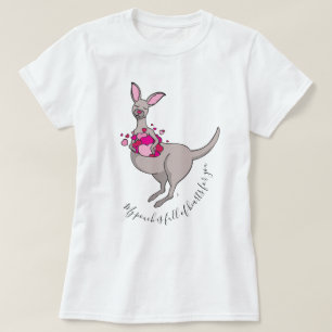 Roze harten grijs kangoeroe T-shirt