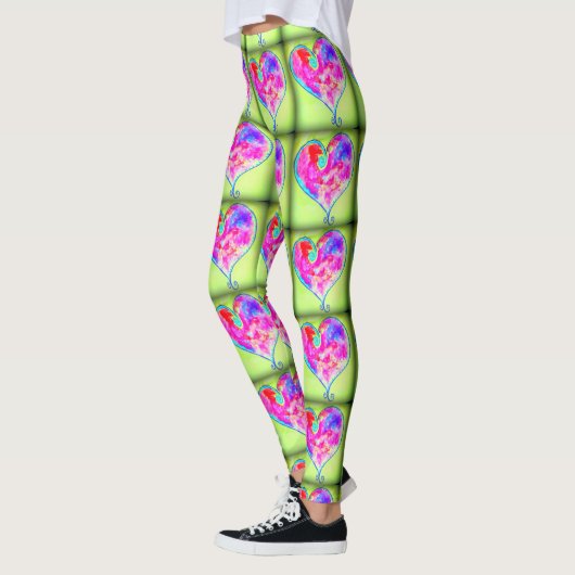 roze harten groen leggings (Links)