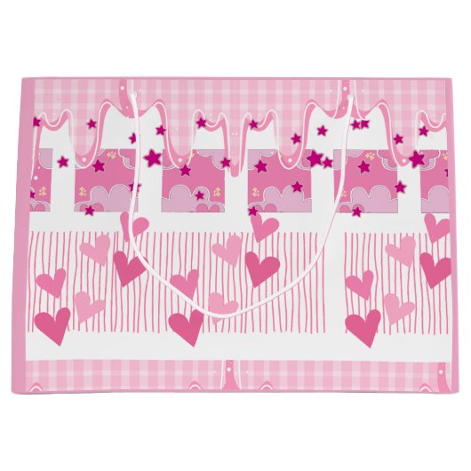 Roze harten groot cadeauzakje (Voorkant)