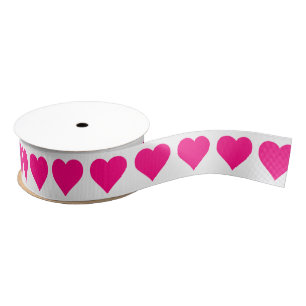 Roze harten grosgrain lint