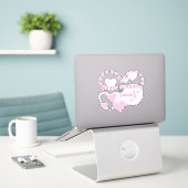 Roze harten Happy Birthday Matte White Stickers (Laptop op bureau)