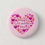 Roze Harten Happy GALentines Day Ronde Button 5,7 Cm (Voorkant)