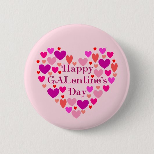 Roze Harten Happy GALentines Day Ronde Button 5,7 Cm (Voorkant)