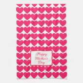 Roze harten Happy Moederdag keukenhanddoek (Verticaal)