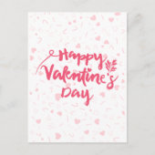 Roze harten Happy Valentine's Day Feestdagenkaart (Voorkant)