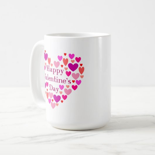 Roze harten Happy Valentines Day Mok (Voorkant links)