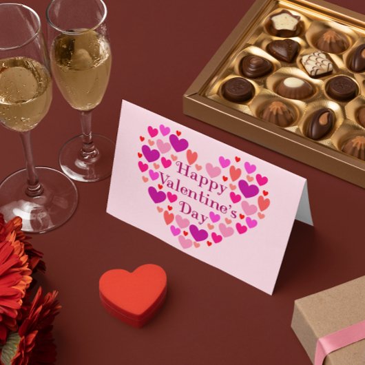 Roze harten Happy Valentines Day Valentijn Feestdagen Kaart