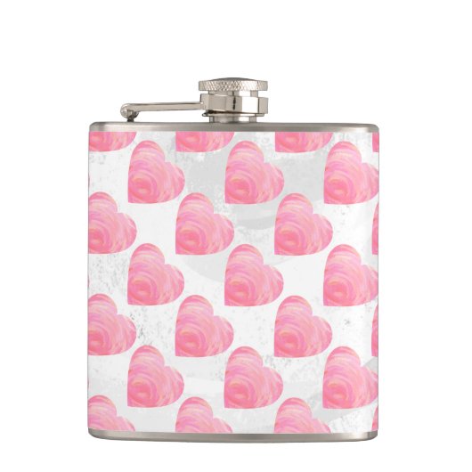 Roze harten heupfles (Voorkant)