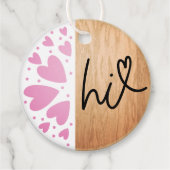 Roze Harten Hi Op Houten Valentijn Bedankjes Labels (Voorkant)