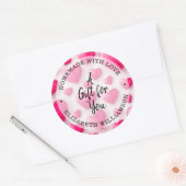 Roze harten Homemade met Love Ronde Sticker (Envelop)
