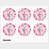 Roze harten Homemade met Love Ronde Sticker (Vel)