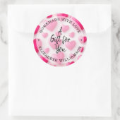Roze harten Homemade met Love Ronde Sticker (Tas)