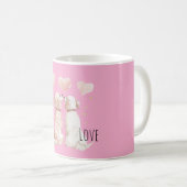 Roze Harten Hond Liefde Koffiemok (Voorkant rechts)