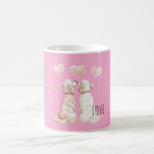 Roze Harten Hond Liefde Koffiemok (Center)