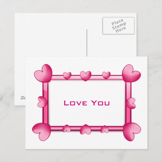 Roze harten houden van je Briefkaart (Voorkant / Achterkant)