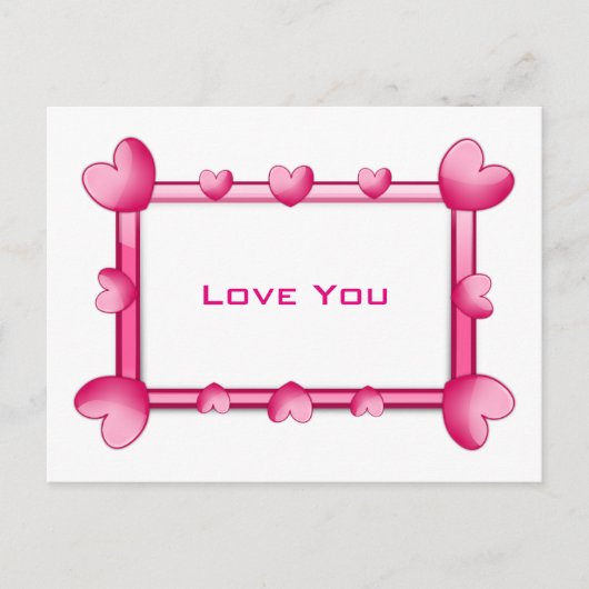 Roze harten houden van je Briefkaart (Voorkant)