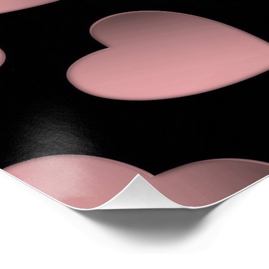 Roze harten houden van kunst poster (Hoek)