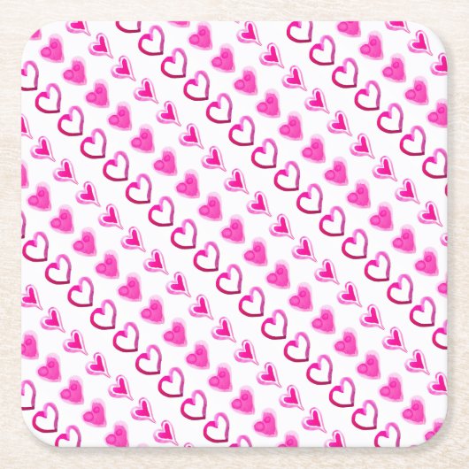 Roze harten houden van Romantische kreet Kartonnen Onderzetters (Voorkant)