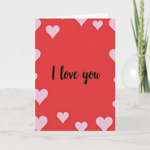 Roze harten Ik hou van jou Gladde kaart