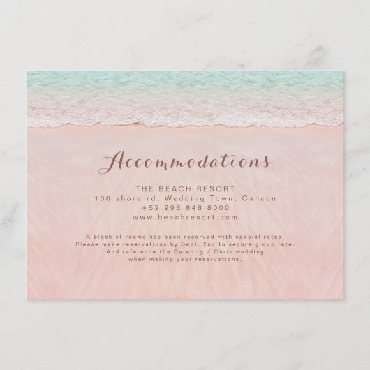 Roze harten in de zandstrand accommodaties informatiekaartje (Voorkant)