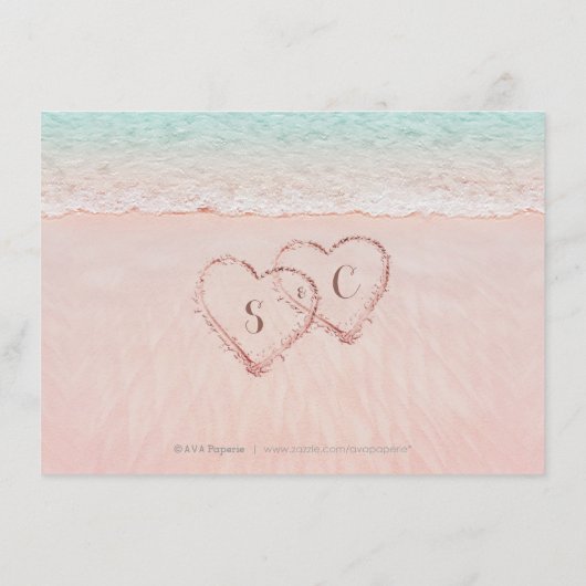 Roze harten in de zandstrand accommodaties informatiekaartje (Achterkant)