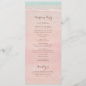 Roze harten in het zand strand bruiloft programma programmakaart (Achterkant)