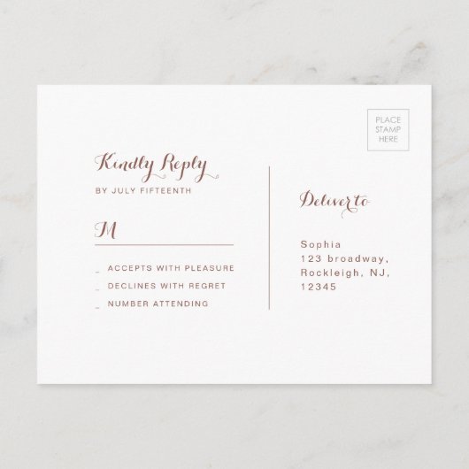 Roze harten in het zandstrand bruiloft RSVP Uitnodiging Briefkaart (Achterkant)