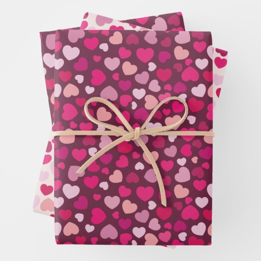Roze harten inpakpapier vel (In situ)