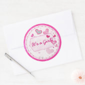 Roze Harten Jeweled PERSONALISED Ronde Sticker (Envelop)