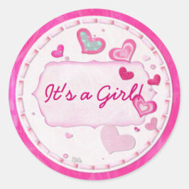 Roze Harten Jeweled PERSONALISED Ronde Sticker