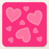 Roze harten kartonnen onderzetters (Voorkant)