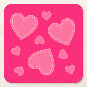 Roze harten kartonnen onderzetters
