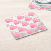 Roze harten kartonnen onderzetters (Schuin)