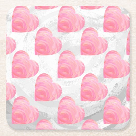 Roze harten kartonnen onderzetters (Voorkant)
