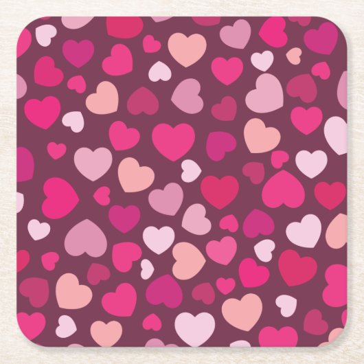 Roze harten kartonnen onderzetters (Voorkant)