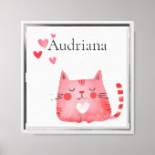 Roze harten Kat Canvas Afdruk (Voorkant)