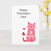 Roze harten Kat Kaart (Gele Bloem)