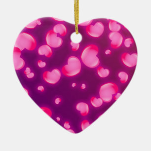 Roze harten keramisch ornament